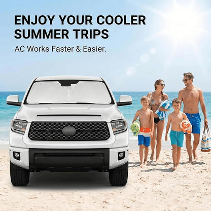 Windshield Sun Shade for Toyota Tundra 2007-2021 Front Window Sunshade Custom Fit Tundra Limited, SR5, Platinum, TRD Pro Sun Visor Foldable Shade Blocks UV Rays Summer Must Have Car Accessories
