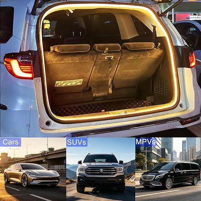 Newly Upgraded 157.48" SUV Trunk LED Light Strip, 6000K Dynamic Flowing Bright Cargo Area Lighting for Trunk Organizer/Mat Setup, Waterproof Interior Tailgate Lamp for SUV/MPV (Warm Yellow)