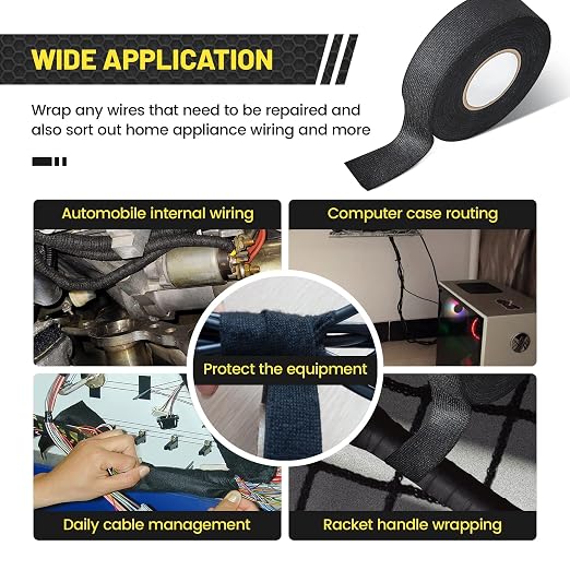 Oyviny Electrical Wire Harness Cloth Tape - 1 Inch x 50 Feet, Self-Adhesive, Noise Dampening, For Automobile, Engine & Audio Wiring