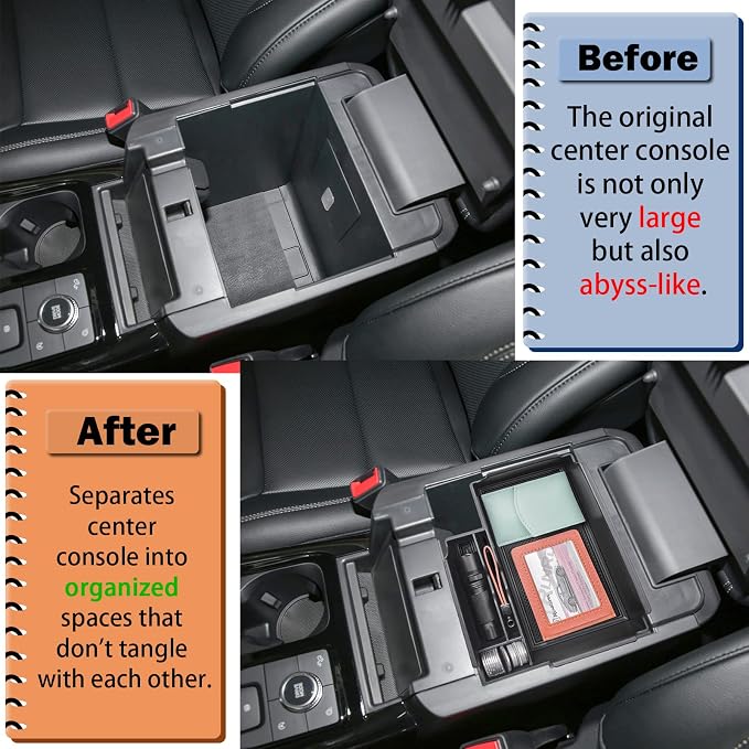 RUNROAD Upgrade Center Console Organizer Tray Compatible with Ford Explorer 2026 2025 2024 2023 2022 2021 2020 Accessories, ABS Armrest Tray Console Dividers Secondary Storage Box Container, Black