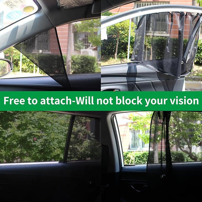 Ovege Car Window Shades Magnetic 2pcs Universal Car Window Screen Mesh Side Window Sun Shade Automotive Window Sunshades for Driver Passenger (Front Seat 2pcs-)