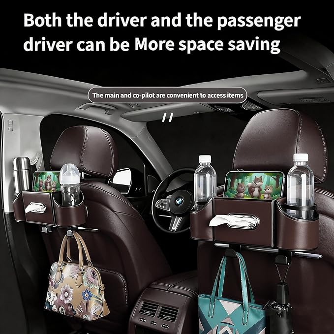 4-in-1 car organizer back seat, Multi-Pocket backseat car cup holder, Universal back seat cup holders for cars, car organization, for Travel & Daily Use (KARTAN)