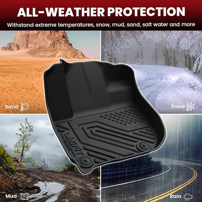 LASFIT Floor Mats & Cargo Mat for Honda HRV 2016-2022 (FWD Model), All Weather TPE Custom Fit HR-V Floor Liner Accessories, 1st & 2nd Row & Trunk Mat Full Set, Black (Not for AWD)