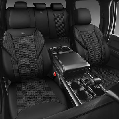 CAR PASS 3D Foam Mesh Leather Car Seat Covers Full Set,Breathable Mesh Faux Leather Seat Covers for Car,Universal Fit for SUV Truck Sedan Automotive, Armrest Airbag Compatible,Black