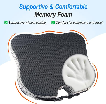 Car Seat Cushion for Driving: Memory Foam Cushion for Pain Relief During Long Drives, Wedge Car Seat Pillow for Height Boost, Non-Slip Driver Butt Pillow for Cars, SUVs, Trucks - Black
