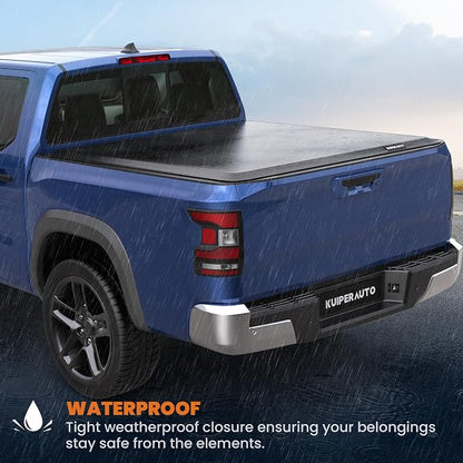 KUIPERAUTO 5FT Roll-Up Soft Vinyl Truck Bed Cover Compatible for Nissan Frontier 2005-2026 Tonneau Cover Fleetside Bed On Top 60Inch