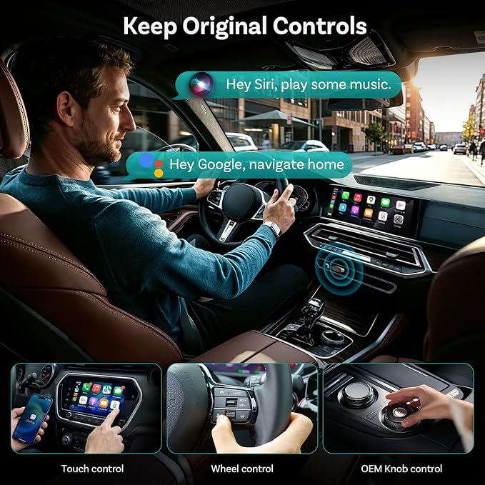 OTTOCAST Mini Nova 2-in-1 Wireless CarPlay & Android Auto Adapter, Plug & Play Convert Wired to Wireless, Fast Auto Connect, Mini USB Design, Compatible with iOS 10+ & Android 11+