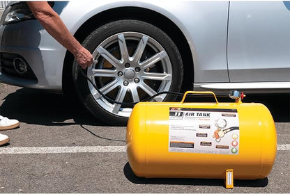 Performance Tool W10011 Hi-viz 11-Gallon Horizontal Portable Air Tank With Tire Air Chuck , Yellow