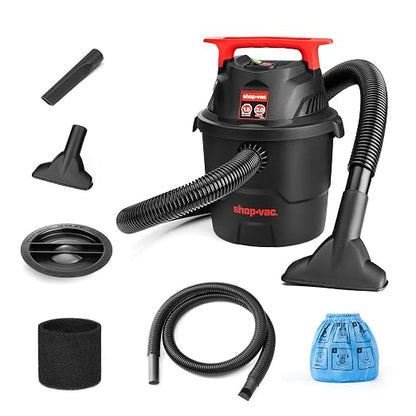 Shop-Vac 1.5 Gallon 2.0 Peak Wet/Dry Vacuum, Small Portable Shop Vacuum with Attachments, Mini for Garage, Car, Home and Pet