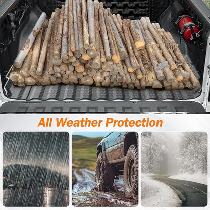 KUST Floor Mats Truck Bed Mat for 2022-2025 2026 Ford Maverick Accessories (Hybrid Only), All Weather Floor Liners & 4.5FT Bed Liner & Tailgate Mat, Full Set Truck Mats TPE Rubber, Raised Edge