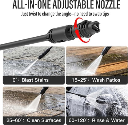 MZK 2026 New Lightweight Pressure Washer, Portable One-Button Start with 4 Adjustable Nozzle & Foam Cannon, Powerful Cleaning Machine for Cars, Patios, Fences & Driveways(Red)