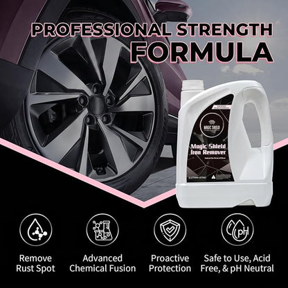 Magic Shield Iron Remover Spray for Cars 68oz – pH-Neutral Iron and Fallout Remover for Car, Motorcycle, RV & Boat | 5-Minute Reaction, Effective on Wheels & Paint | All-In-One Solution