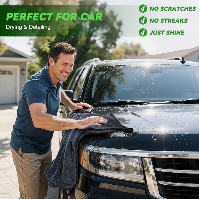 2-Pack Microfiber Towels for Cars 36"x24", Extra Large Ultra Absorbent Car Wash Drying Towels Detailing Supplies for SUVs and Trucks, No Streaks, Spots or Scratches
