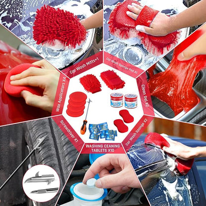 43PCS Car Detailing Kit Interior Cleaner, Auto Detailing Kit, Car Vacuum Car Interior Detailing Kit, Car Wash Kit with Bucket Detailing Brush Set Car Accessories for Motorcycle, Cars, Bikes, Wheels