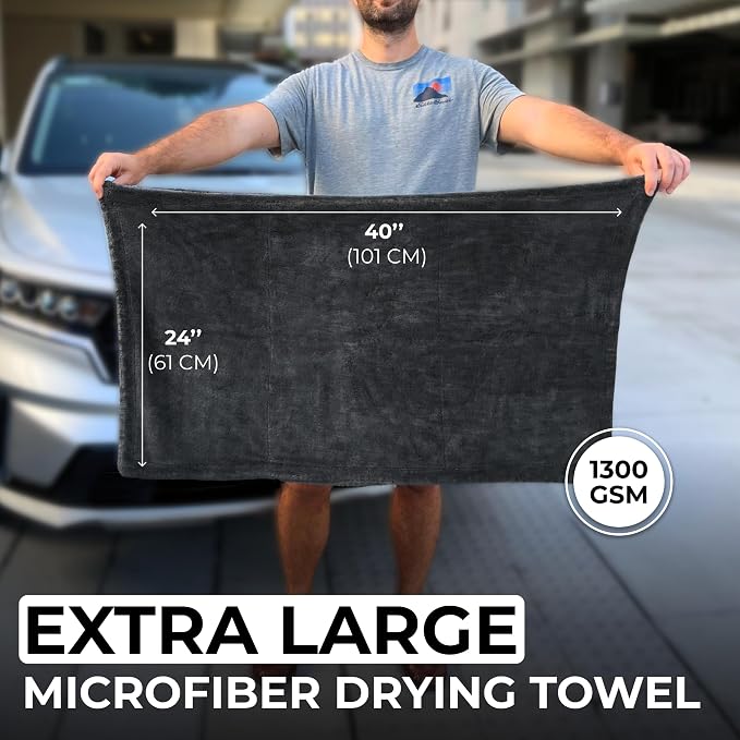 XL Car Drying Towel, 1300 GSM Professional Car Towel with Double Twisted Loop, Car Drying Towels Extra Large Super Absorbent, Microfiber Drying Towels for Cars, Trucks, SUVs - 40"x24", Navy