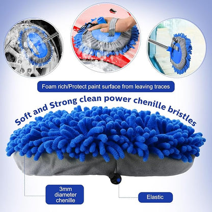 Layhit 10 Pcs Car Wash Mitt Set, Brush Not Included, Microfiber Mitt Cleaning Car Truck Washing Tools Kit RV Pickup Chenille Scratch Replacement (Royal Blue)