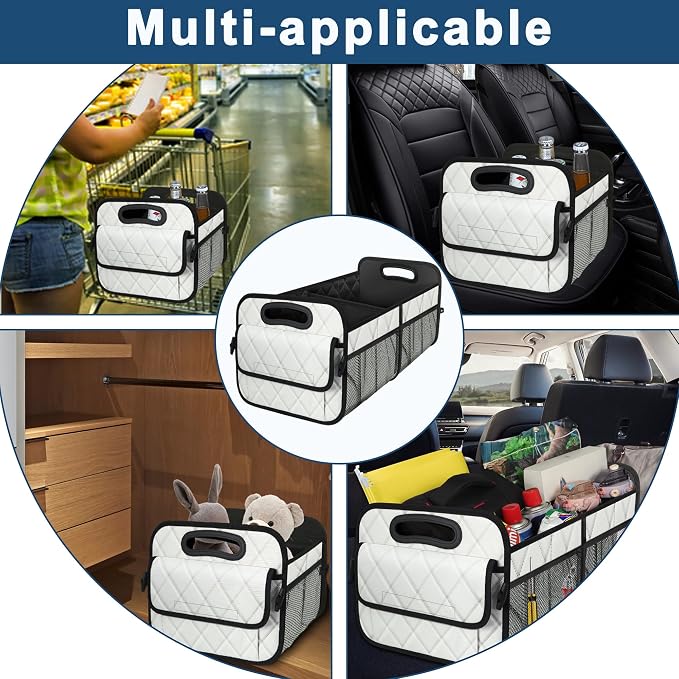 Deosk Car Trunk Organizer for SUV, Car Organizers and Storage with Reinforced Handles, Car Accessories for Women/Men 70L Waterproof Polyester Trunk Organizer(Large, Beige)