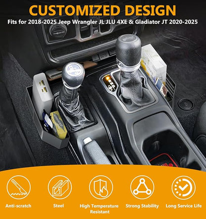 Eamplest Upgrade Magnetic Metal Gear Shift Center Console Organizer for Jeep Wrangler JL JLU 4XE 2018-2026 & Gladiator JT 2020-2026 Accessories Storage Box Tray, US Flag Log (Not for JK/JKU)