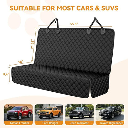 PETICON Dog Car Seat Cover for SUV, Waterproof Back Seat Cover for Toyota Tacoma/Jeep Grand Cherokee/Ford Explorer/Ranger/Chevrolet Colorado, Scratch-Proof Nonslip Durable Rear Seat Cover for Dogs
