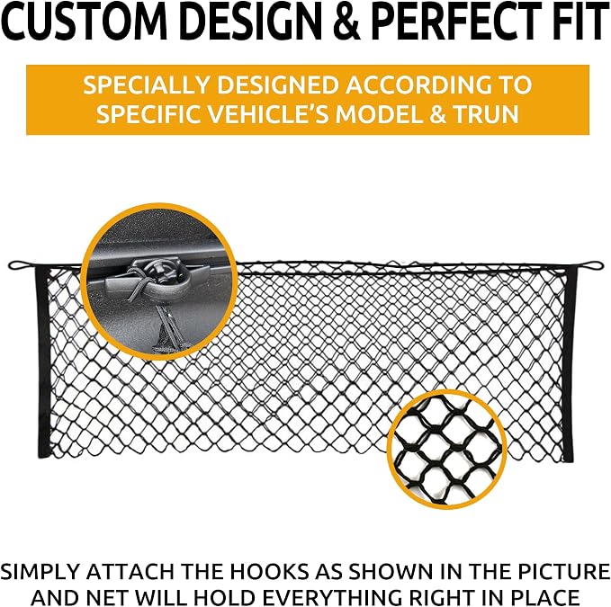 Truck Bed Envelope Style Trunk Mesh Cargo Net for Dodge Ram 1500 2019-2026 - Car Accessories - Premium Truck Bed Organizer - Cargo Net for Pickup - Vehicle Carrier Organizer for Dodge Ram 1500 TRX