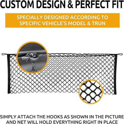 Truck Bed Envelope Style Trunk Mesh Cargo Net for Dodge Ram 1500 2019-2026 - Car Accessories - Premium Truck Bed Organizer - Cargo Net for Pickup - Vehicle Carrier Organizer for Dodge Ram 1500 TRX