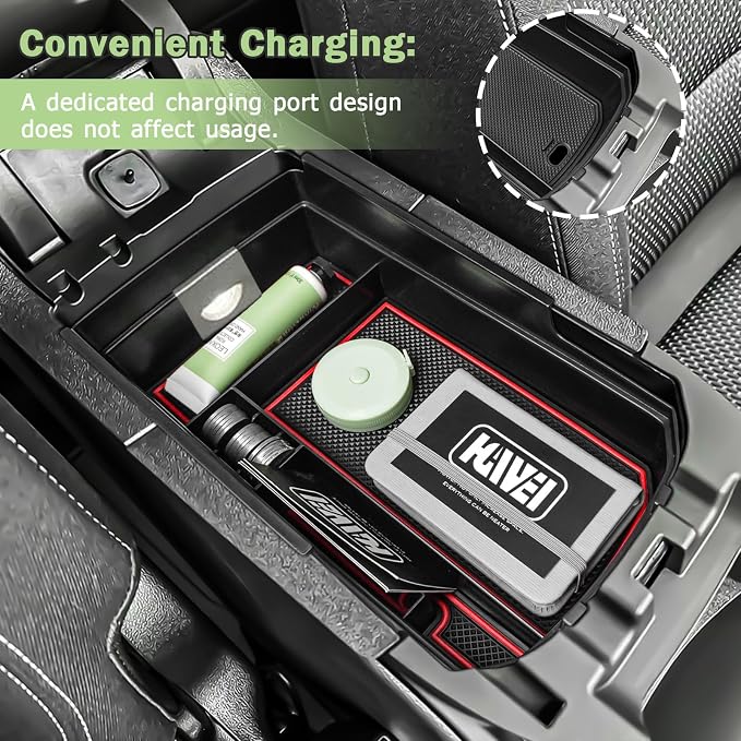 HGWEI Center Console Organizer Compatible with GMC Terrain 2018-2024 Interior Accessories Terrain SL/SLE/SLT/AT4/Denali Middle Insert Tray Armrest Storage Box with Coin Holder (NOT FOR 2025-2026) Red