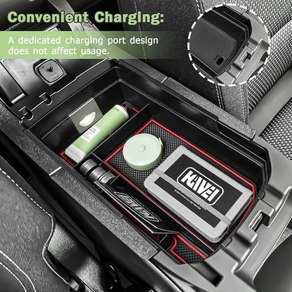 HGWEI Center Console Organizer Compatible with GMC Terrain 2018-2024 Interior Accessories Terrain SL/SLE/SLT/AT4/Denali Middle Insert Tray Armrest Storage Box with Coin Holder (NOT FOR 2025-2026) Red
