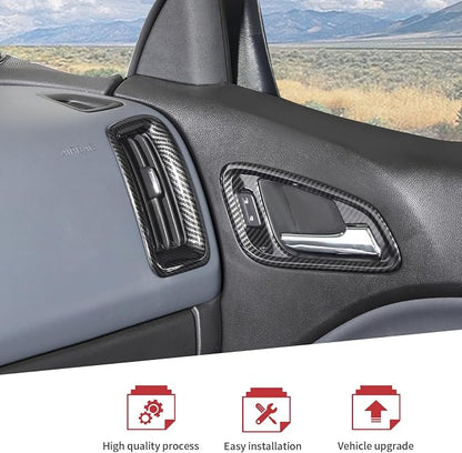 JeCar 8pcs Carbon Fiber Interior Accessories Trim Kit for 2014-2022 Chevy Colorado & GMC-Canyon - Center Console Gear Shift Cup Holer Cover, Dashboard Navigation Screen Panel Decoration Upgrade