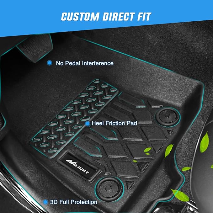 Nilight TPE Floor Mats for Jeep Compass 2017 2018 2019 2020 2021 2022 2023 2024 2025 2026 All Weather Custom Fit Heavy Duty Floor Liners