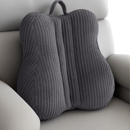 Lumbar Support Pillow for Recliner, Back Support Pillow for Office Chair, Back Cushion with Shredded Foam for Back Pain Relief & Reading, Lumbar Cushions for Couch, Sofa Seat, Car, Grey