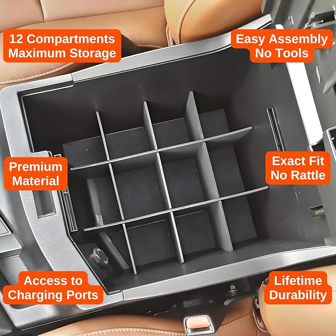 Vehicle OCD - Center Console Organizer for Toyota Tundra (2007-2013) / Sequoia (2008-2022) - Made in USA - SLX111