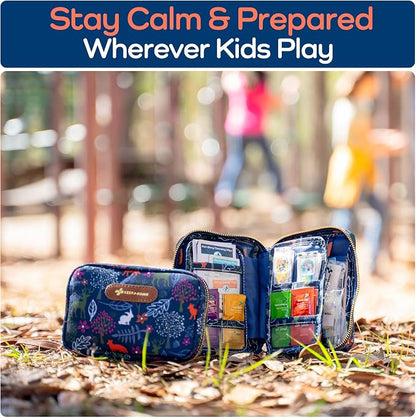 KeepGoing Travel First Aid Kit for Kids – 130 Pc. for Car, Home, Purse, Diaper Bag & Backpack with Latex-Free Bandages - Mini First Aid Kit Travel Size TSA-Approved