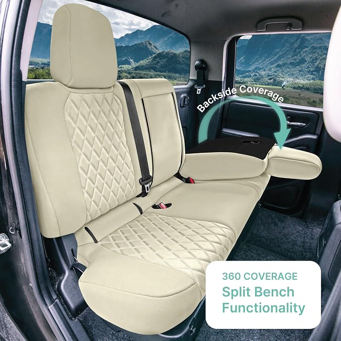 FH Group Custom Fit Car Seat Covers Specifically Made for 2022-2026 Nissan Frontier, Full Set Gray Ultraflex Neoprene Waterproof Automotive Seat Covers for Pickup Truck, Nissan Accessories
