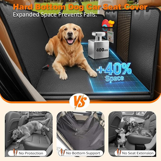 URPOWER Hard Bottom Dog Car Seat Cover for Pets 100% Waterproof Seat Cover Hammock 600D Heavy Duty Scratch Proof Nonslip Durable Back Seat Covers for Cars Trucks and SUVs