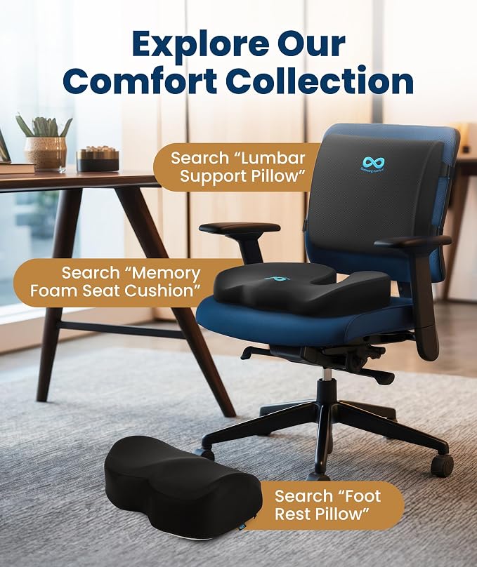 Everlasting Comfort Doctor Recommended Memory Foam Seat Cushion for Office Chairs & Car - Ergonomic Office Desk Accessories - Cushions for Tailbone Pain Relief, Sciatica (Gray, Large)