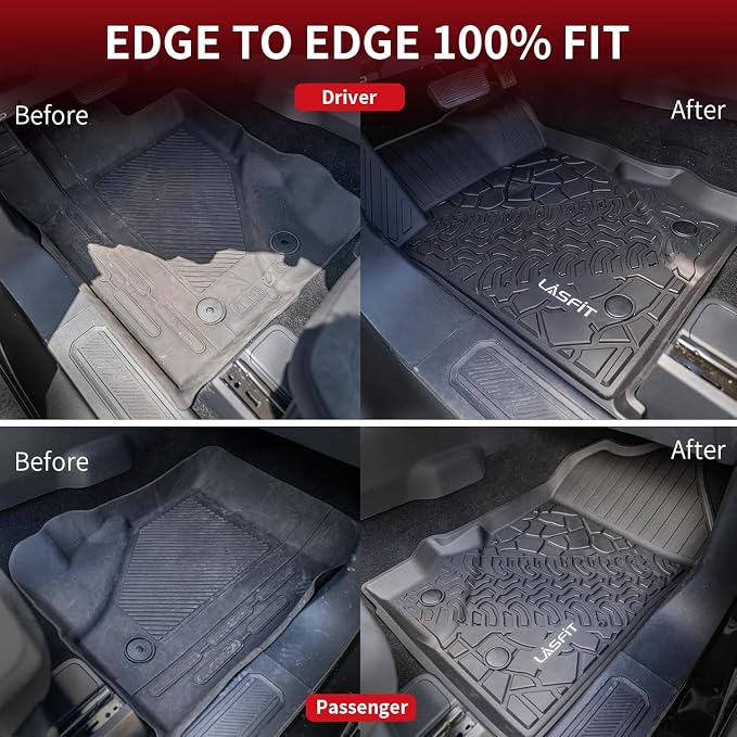 LASFIT Floor Mats & Cargo Liner for Ford Bronco 4-Door Carpet Floor Only 2026 2025 2024 2023 2022 2021 All Weather TPE SUV Trunk Mat Custom Fit Cargo Area Mat, 1st+2nd Row+Trunk Liner Full Set