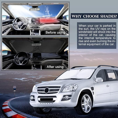 for GLC300 Windshield Sun Shade Foldable Sunshade for Mercedes Benz 2017-2022 GLC SUV Windshield Cover Car Front Window Sun Visor Shield 2024 for Benz GLE350 GLK GLA GLB GL ML350 EQC Car Accessories