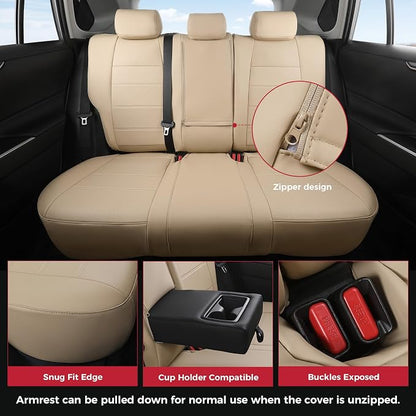 FREESOO RAV4 Seat Covers Full Set Custom Fit for Toyota Rav4(Only Hybrid) 2019 2020 2021 2022 2023 2024 2025 LE/XLE/XLE Premium/Limited, Faux Leather Car Seat Cover, Airbag Compatible, Beige
