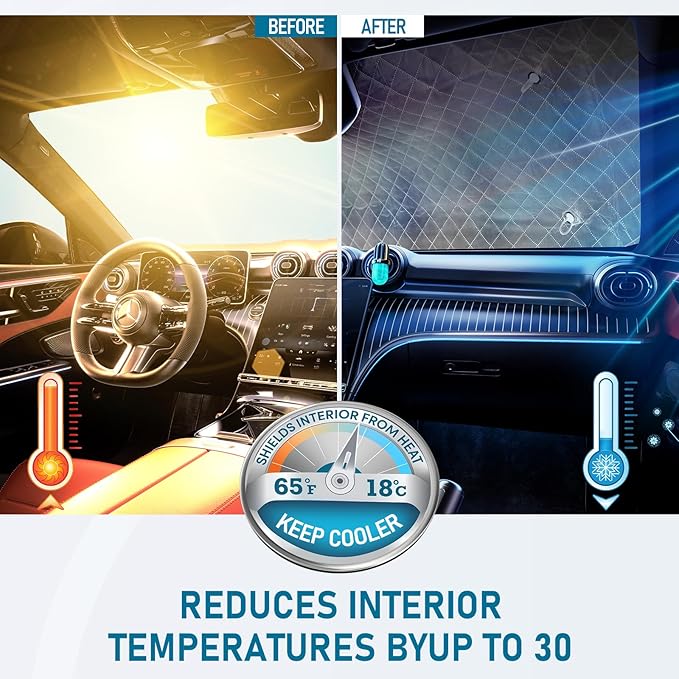 Car Windshield Sun Shade, Folding Car Shades for Front Windows UV Rays Sun Cover Shade, Keeps Your Vehicle Cool