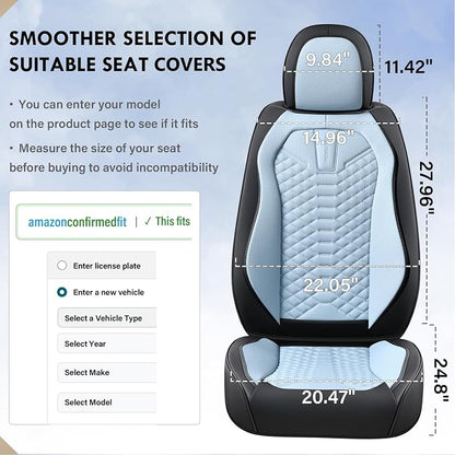 Coverado Seat Covers, Leather Seat Covers for Front Seats, Black and Blue Car Seat Covers, Waterproof Car Seat Protectors, Auto Seat Cushion, Front Driver Seat Cover Universal Fit Most Cars SUV