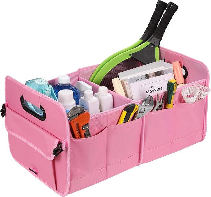 AOKJOY Car Trunk Organizer - Collapsible Multi Compartment Storage with Adjustable Straps for SUV