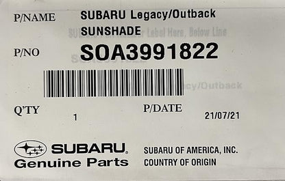 Subaru Outback & Legacy Genuine Subaru Sunshade SOA3991822 Genuine OEM NEW