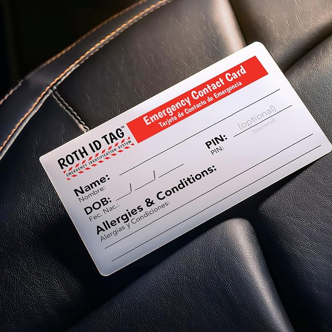 Emergency Contact Identification System for Car Seats, Booster Seats, Baby Gear | Original ROTH ID TAG Kit (2 Tags)