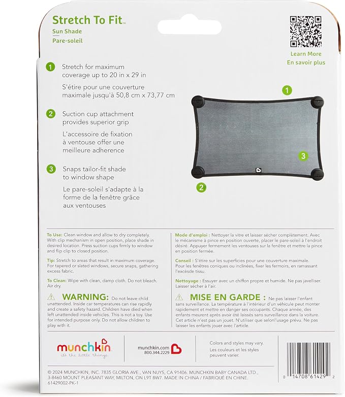 Munchkin® Brica® Magnetic Stretch to Fit™ Sun Shade, Black, 2 Pack