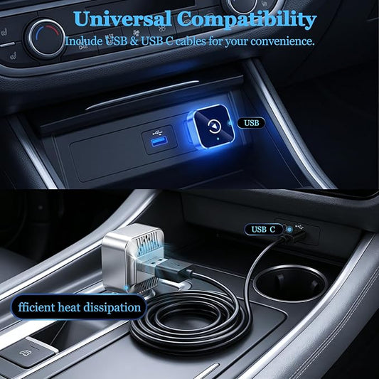 2026 Upgraded Wireless CarPlay & Android Auto Adapter, Fast Connection, Universal Fit for Most Wired Original Car Systems, Mini Portable Car Smart Adapter