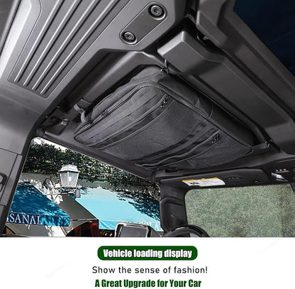 Sunroof Storage Bags for Hummer EV SUV/SUT 2022-2026, Overhead Storage Organizer Cargo, 600D Oxford Overhead Storage Bag/Waterproof/Foldable/Top Sunshade with Hardtop Suction fixing (A)