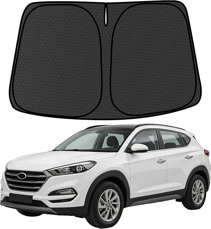 Tucson Customized Windshield Sun Shade for 2016-2021 Tucson (Not for 2022 Tuc Son) Front Window Sunshade Visor Protector Foldable Blocks UV Rays Keep Car Cooler Accessories