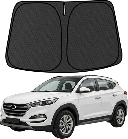 Tucson Customized Windshield Sun Shade for 2016-2021 Tucson (Not for 2022 Tuc Son) Front Window Sunshade Visor Protector Foldable Blocks UV Rays Keep Car Cooler Accessories