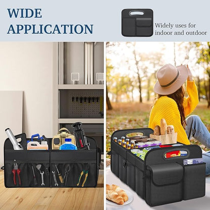 Femuar Car Trunk Organizer with Large Capacity Waterproof Car Accessories for Women & Men, Collapsible Trunk Organizer for Suv/Jeep/Sedan,Tools (Black, Standard)