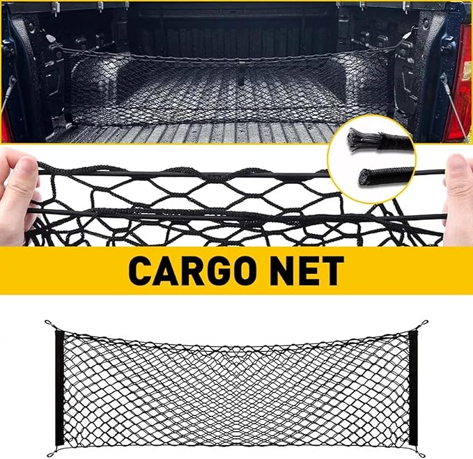 for Suburban Escalade Yukon XL Envelope Style Truck Bed Cargo Net - Fits Suburban Escalade Yukon XL Accessories Cargo Net for Pickup Truck Bed - Heavy Duty Carabiners
